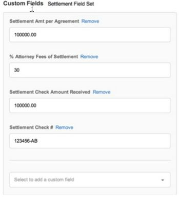 custom fields settlement